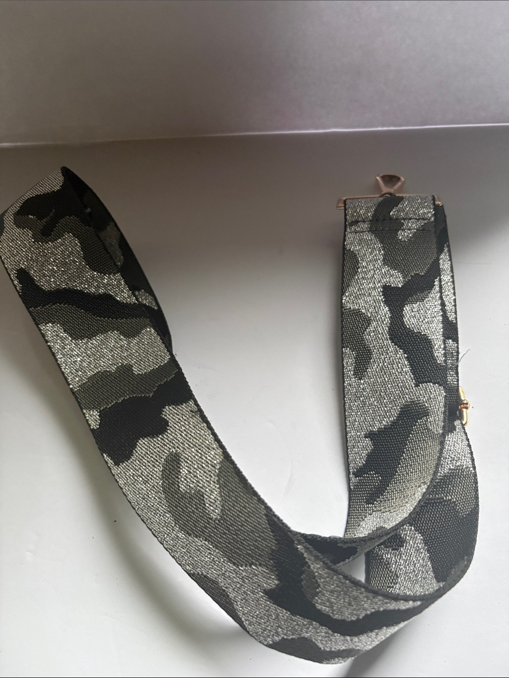 Shimmery Camo Wide Crossbody Purse Strap Gold Hardware Adjustable